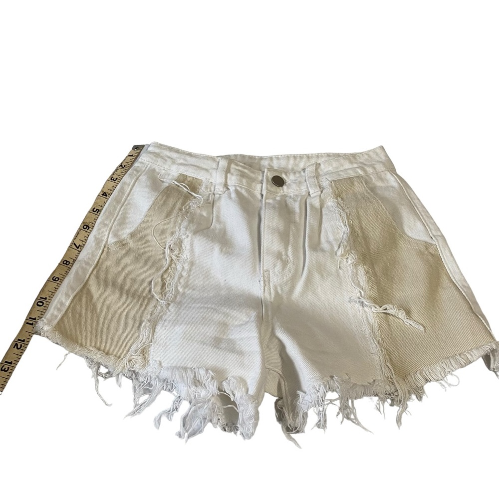 Shein white and tan jeans shorts XS